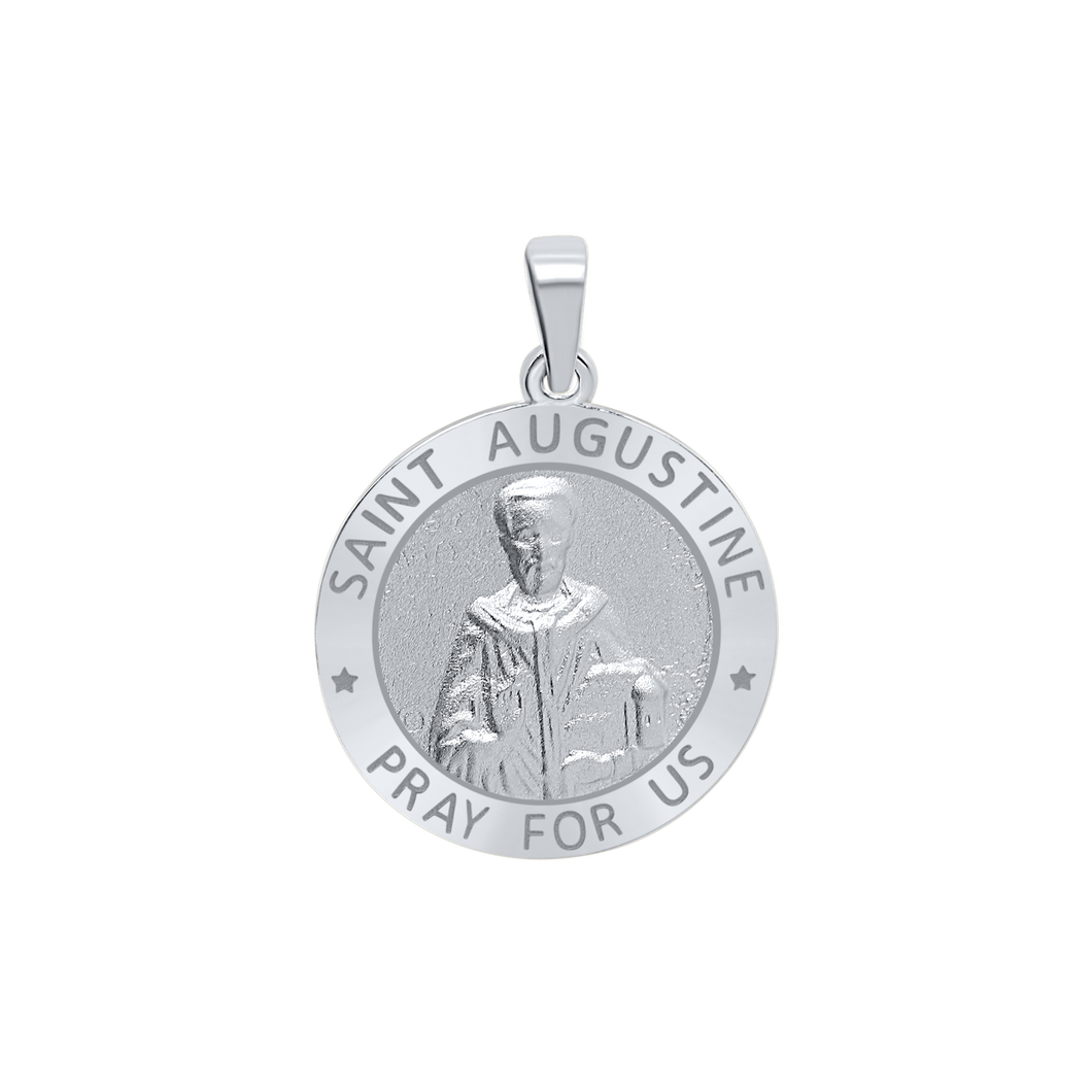 Sterling Silver Round Saint Augustine Medallion (3/4 inch)