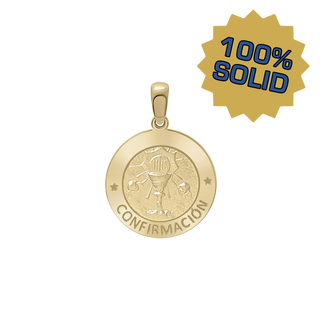 14K Gold Round Confirmación Medallion (1/2 inch - 1 inch)