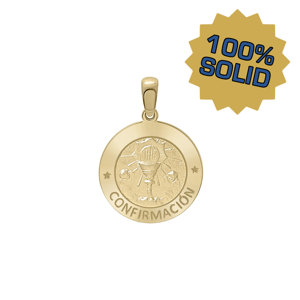 14K Gold Round Confirmación Medallion (1/2 inch - 1 inch)