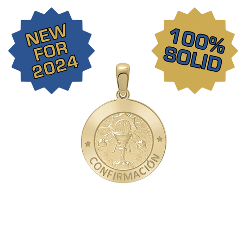 14K Gold Round Confirmación Medallion (1/2 inch - 1 inch)