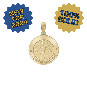 14K Gold Round Confirmación Medallion (1/2 inch - 1 inch)