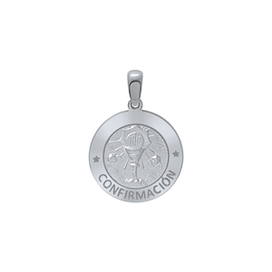 Sterling Silver Round Confirmación Medallion (5/8 inch - 3/4 inch)