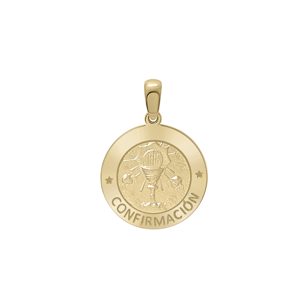 14K Gold Round Confirmación Medallion (1/2 inch - 1 inch)