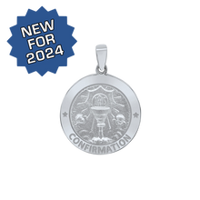 Load image into Gallery viewer, Sterling Silver Round Confirmation with Chalice Medallion (1/2 inch - 1 inch)
