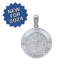 Sterling Silver Round Confirmación Medallion (5/8 inch - 3/4 inch)