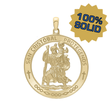 Load image into Gallery viewer, 14K Gold Round San Cristobal Medallion (1 1/4 inch - 1 1/2 inch)
