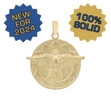 Load image into Gallery viewer, 14K Gold Round Holy Spirit with No Words Medallion (7/8 inch)
