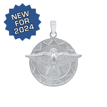 Load image into Gallery viewer, Sterling Silver Round Holy Spirit with No Words Medallion (7/8 inch)
