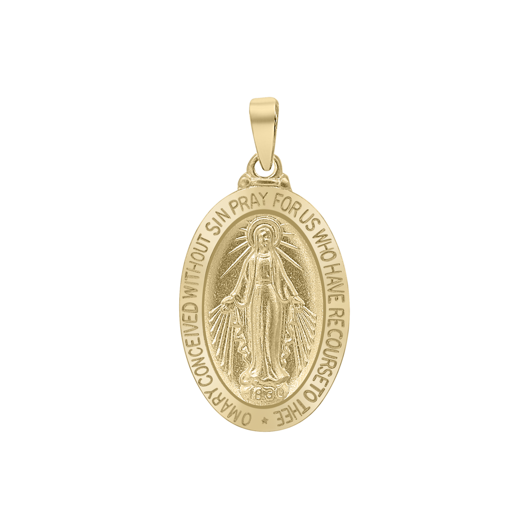 14K Gold Oval Miraculous Medallion (7/8 inch)