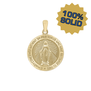 14K Gold Round Miraculous Medallion (3/4 inch)