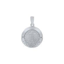 Load image into Gallery viewer, Sterling Silver Round Confirmation with Cross Medallion (5/8 inch - 3/4 inch)
