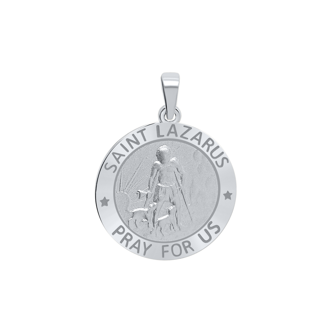 Sterling Silver Round Saint Lazarus Medallion (3/4 inch)