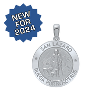 Load image into Gallery viewer, Sterling Silver Round San Lázaro Medallion (3/4 inch)
