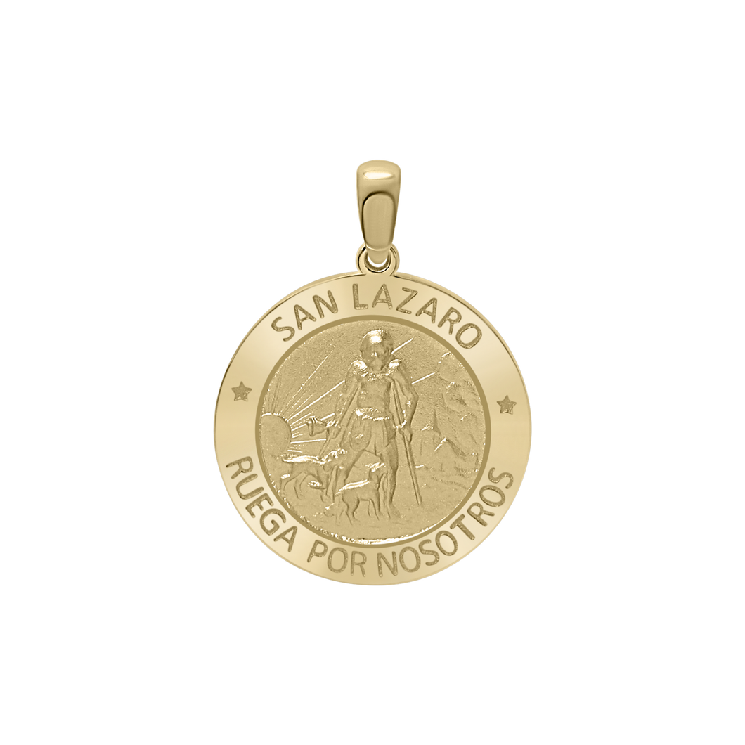 14K Gold Round San Lázaro Medallion (3/4 inch)