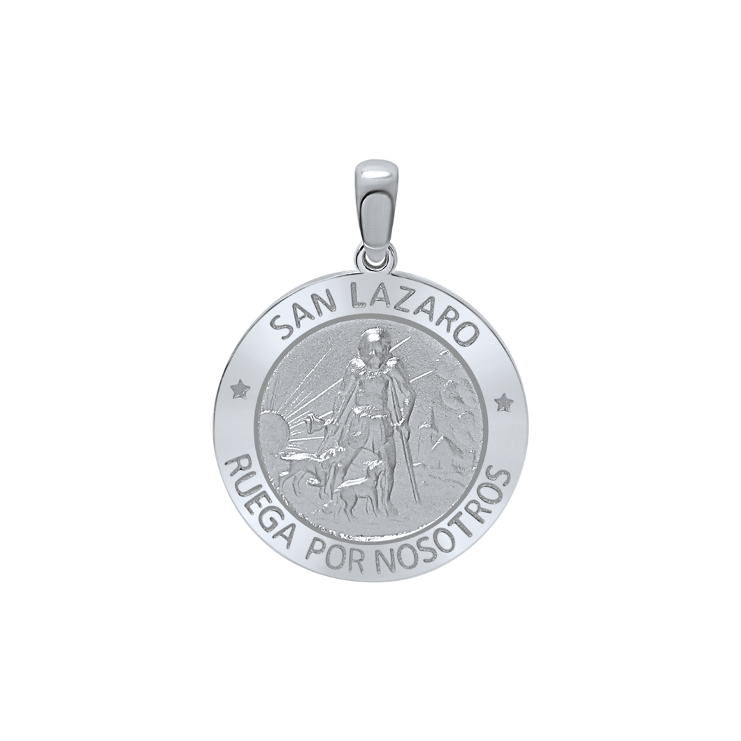 Sterling Silver Round San Lázaro Medallion (3/4 inch)