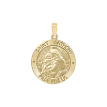 Load image into Gallery viewer, 14K Gold Round Saint Anthony Medallion (5/8 inch - 3/4 inch)
