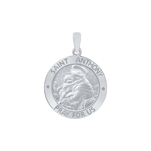 Sterling Silver Round Saint Anthony Medallion (5/8 inch - 1 inch)