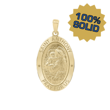 Load image into Gallery viewer, 14K Gold Oval Saint Anthony Medallion (3/4 inch - 7/8 inch)
