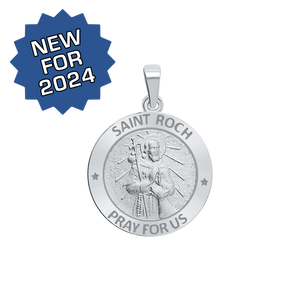 Sterling Silver Round Saint Roch Medallion (3/4 inch)