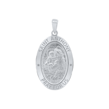 Load image into Gallery viewer, Sterling Silver Oval Saint Anthony Medallion (3/4 inch - 7/8 inch)
