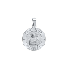 Load image into Gallery viewer, Sterling Silver Round Saint Peter Medallion (5/8 inch - 1 inch)
