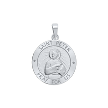 Load image into Gallery viewer, Sterling Silver Round Saint Peter Medallion (5/8 inch - 1 inch)
