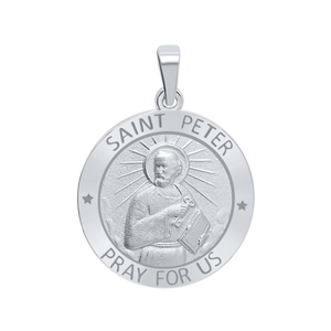 Sterling Silver Round Saint Peter Medallion (5/8 inch - 1 inch)