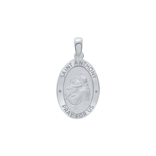 Load image into Gallery viewer, Sterling Silver Oval Saint Anthony Medallion (3/4 inch - 7/8 inch)
