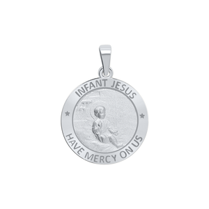 Sterling Silver Round Infant Jesus Medallion (3/4 inch)