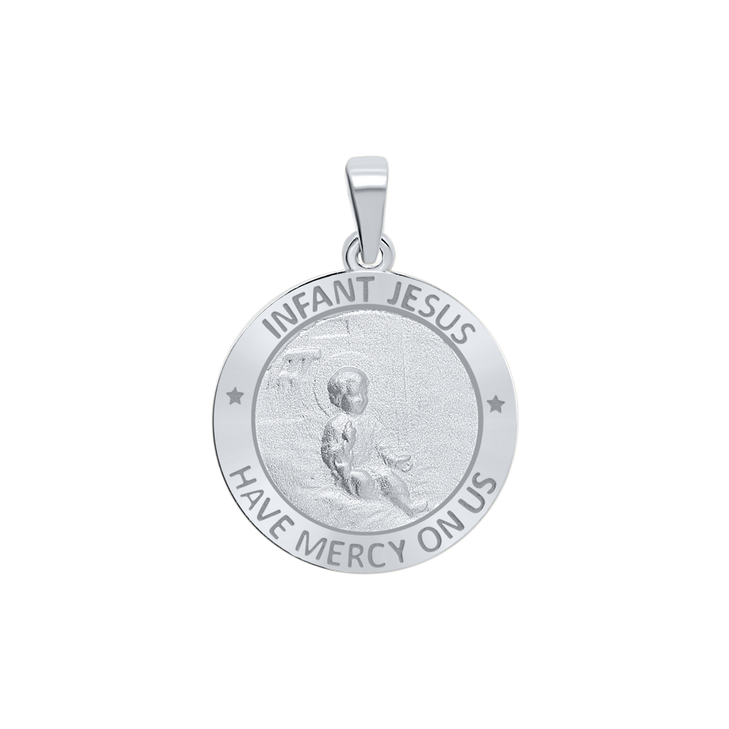 Sterling Silver Round Infant Jesus Medallion (3/4 inch)