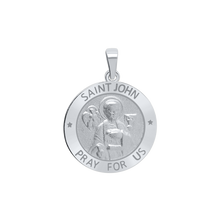 Load image into Gallery viewer, Sterling Silver Round Saint John Medallion (5/8 inch - 1 inch)
