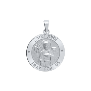 Sterling Silver Round Saint John Medallion (5/8 inch - 1 inch)