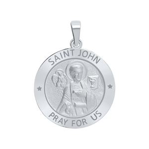 Sterling Silver Round Saint John Medallion (5/8 inch - 1 inch)