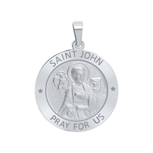 Load image into Gallery viewer, Sterling Silver Round Saint John Medallion (5/8 inch - 1 inch)
