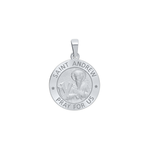 Sterling Silver Round Saint Andrew Medallion (5/8 inch - 3/4 inch)