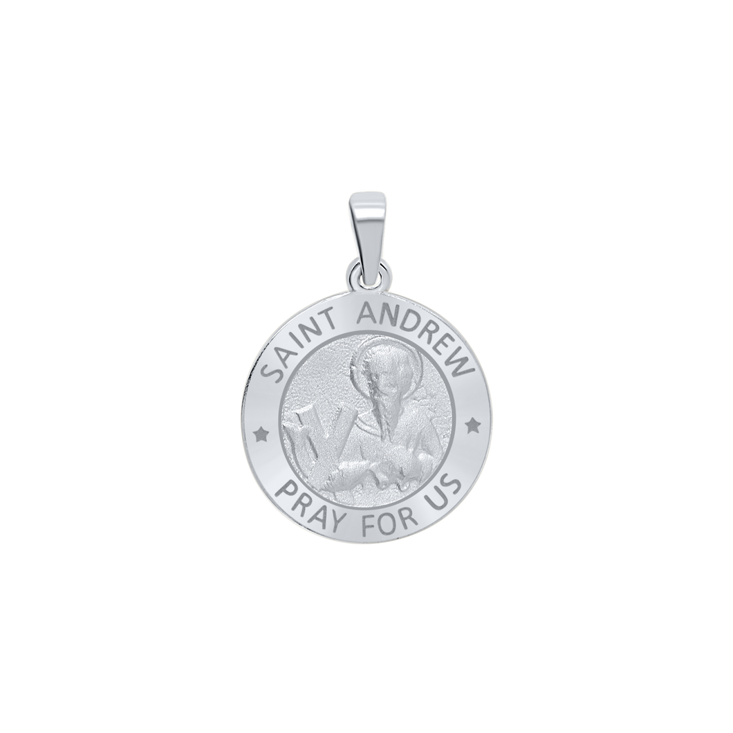 Sterling Silver Round Saint Andrew Medallion (5/8 inch - 3/4 inch)