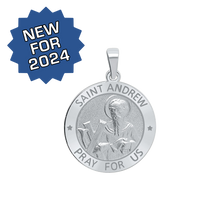 Load image into Gallery viewer, Sterling Silver Round Saint Andrew Medallion (5/8 inch - 3/4 inch)
