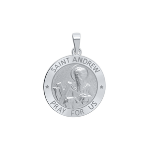 Sterling Silver Round Saint Andrew Medallion (5/8 inch - 3/4 inch)