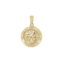 Load image into Gallery viewer, 14K Gold Round Saint Matthew Medallion (5/8 inch - 1 inch)
