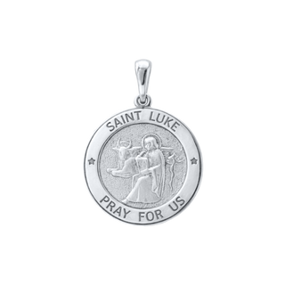 Sterling Silver Round Saint Luke Medallion (3/4 inch)