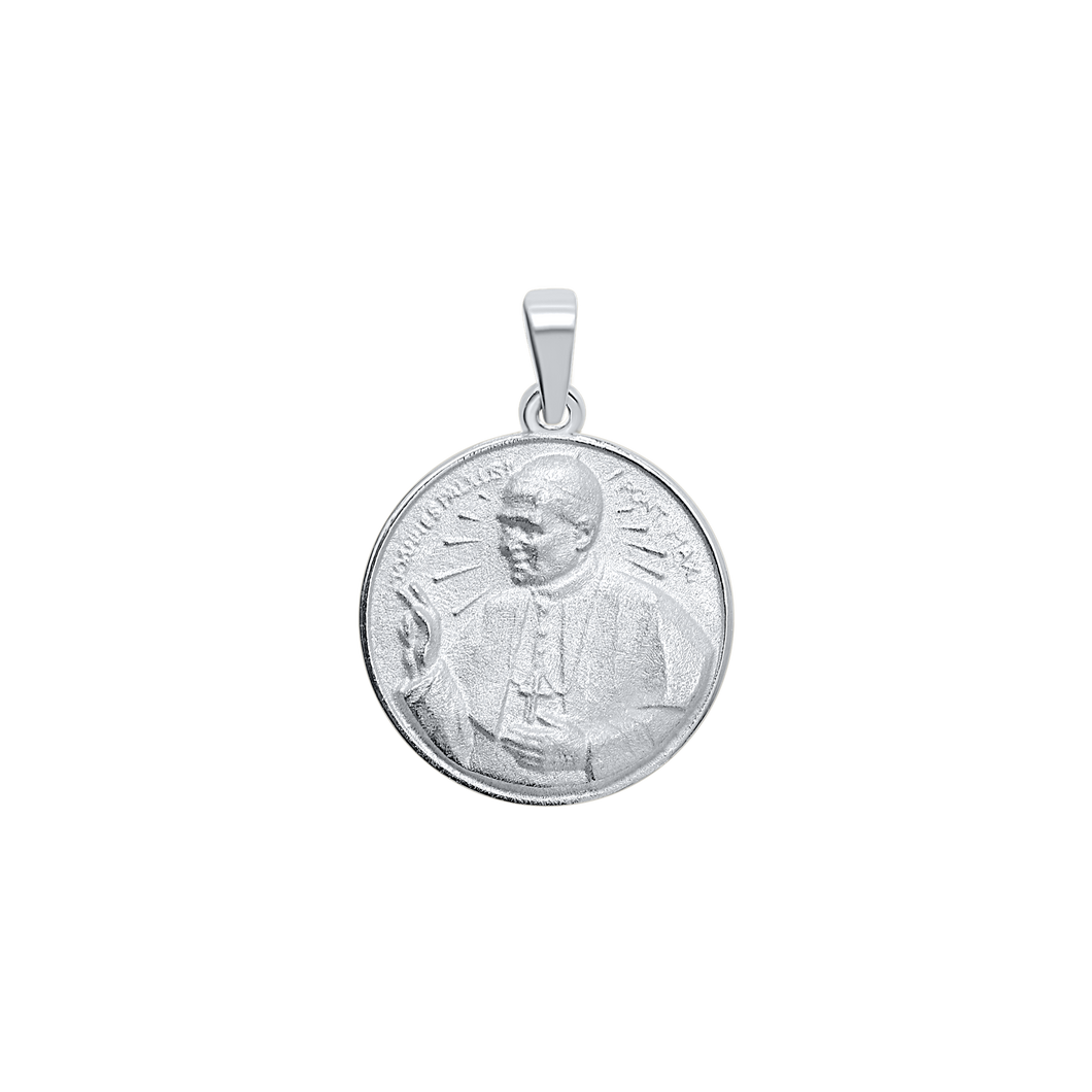 Sterling Silver Round Pope John Paul Medallion (5/8 inch - 1 inch)