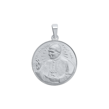 Load image into Gallery viewer, Sterling Silver Round Pope John Paul Medallion (5/8 inch - 1 inch)
