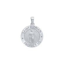 Load image into Gallery viewer, Sterling Silver Round Saint Florian Medallion (5/8 inch - 1 inch)
