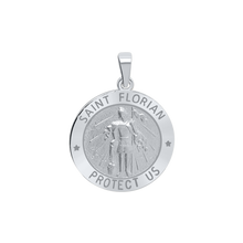 Load image into Gallery viewer, Sterling Silver Round Saint Florian Medallion (5/8 inch - 1 inch)
