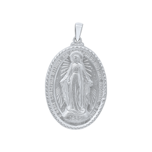 Load image into Gallery viewer, Sterling Silver 3D Oval Miraculous Framed Medallion (7/8 inch - 1 3/8 inch)

