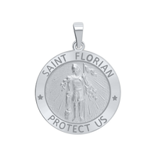 Load image into Gallery viewer, Sterling Silver Round Saint Florian Medallion (5/8 inch - 1 inch)
