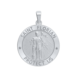 Sterling Silver Round Saint Florian Medallion (5/8 inch - 1 inch)