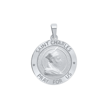 Load image into Gallery viewer, Sterling Silver Round Saint Charles Medallion (3/4 inch)
