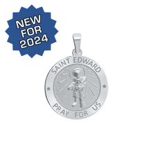 Load image into Gallery viewer, Sterling Silver Round Saint Edward Medallion (3/4 inch)
