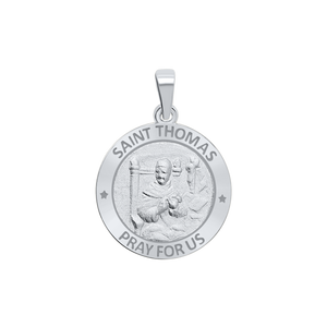 Sterling Silver Round Saint Thomas Medallion (3/4 inch)